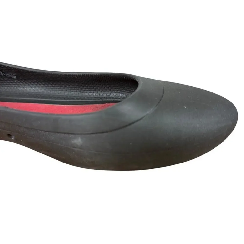 Crocs Lina Iconic Black Slip On Flats Rubber Womens Shoes Comfort Casual sz 7